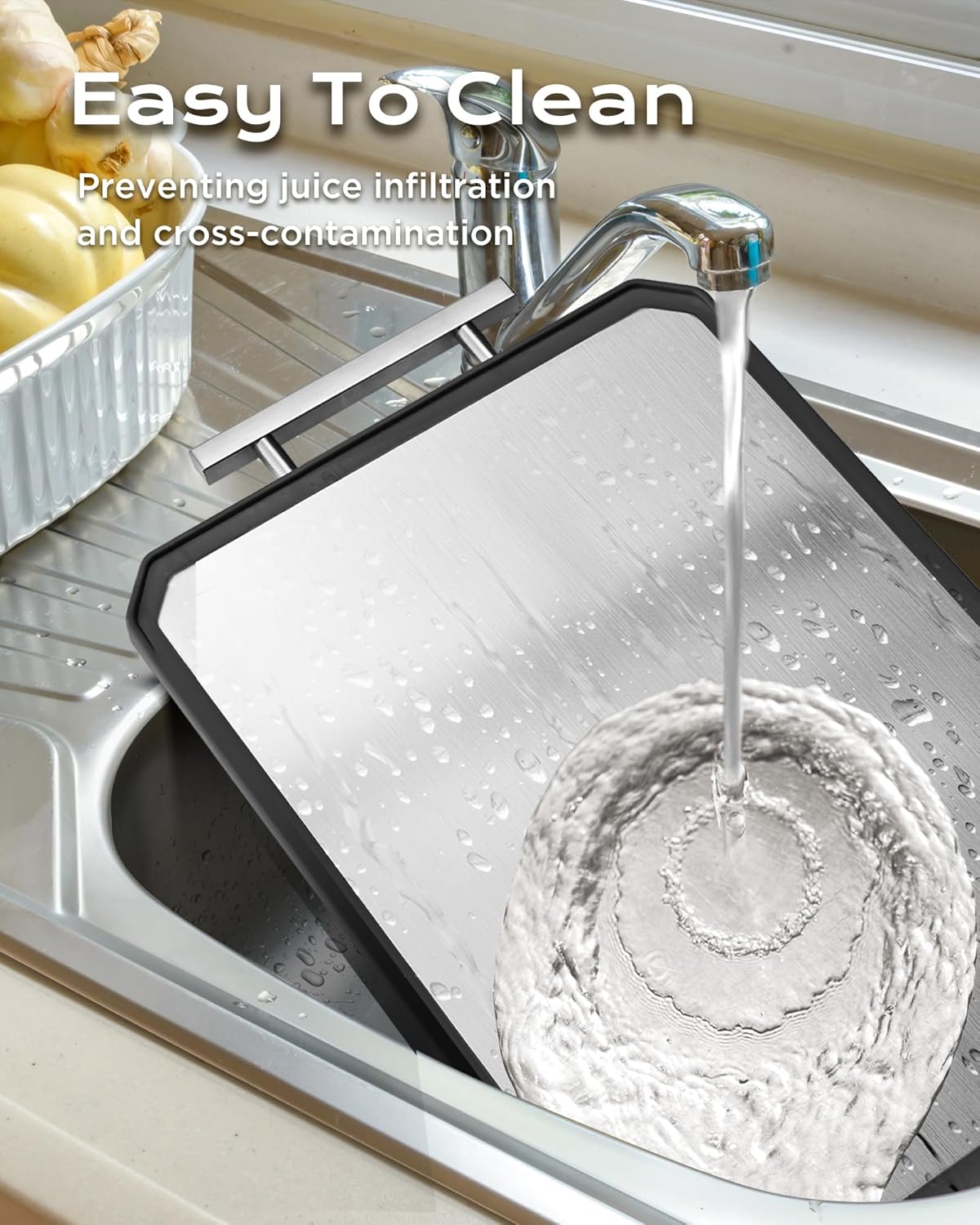 SNOWCLAD Stainless Steel Cutting Board,Non Toxic chopping for kitchen