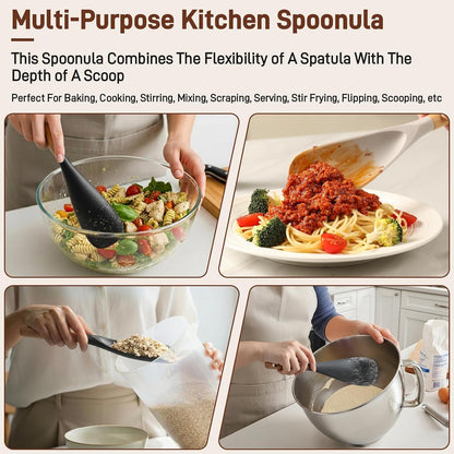 3 PACK Cooking Spoon Spatula for Nonstick Cookware, Heat Resistant Silicone