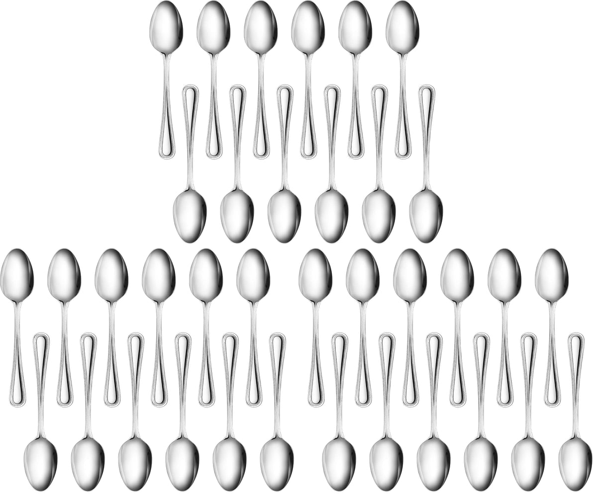 New Star Foodservice Bead Pattern 18/0 Stainless Steel Bouillon Spoon, 6.3-Inch, Set of 12, Commercial Grade