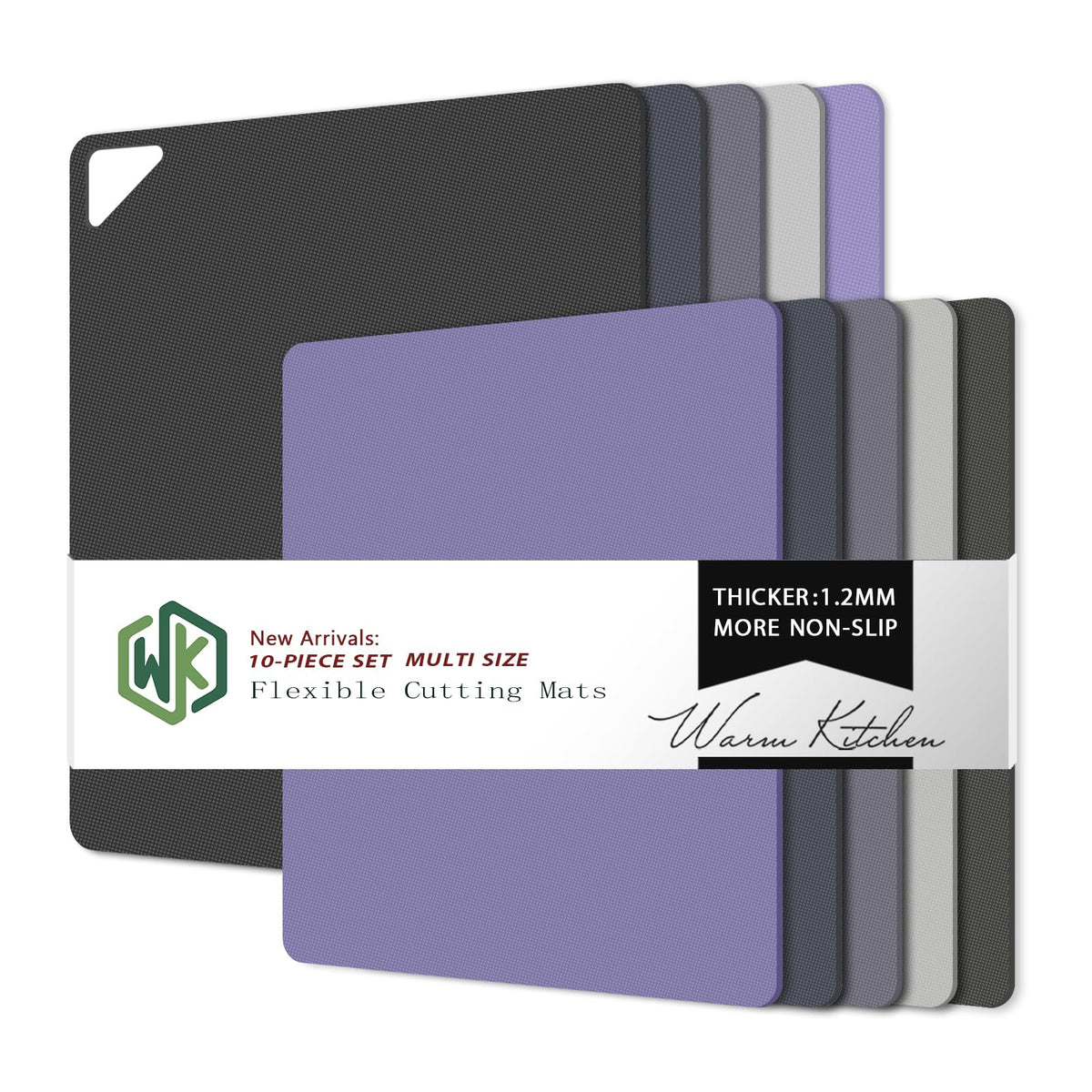WK Flexible Plastic Cutting Boards Mats for Kitchen, Flexible Non Slip Cutting Mat, Thin Cutting Sheets, BPA Free, Dishwasher Safe, Multi Sizes