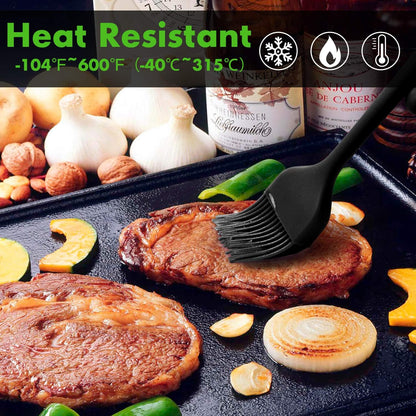 HOTEC 600℉ Heat Resistant Silicone Basting &Pastry Brushes, Black 2