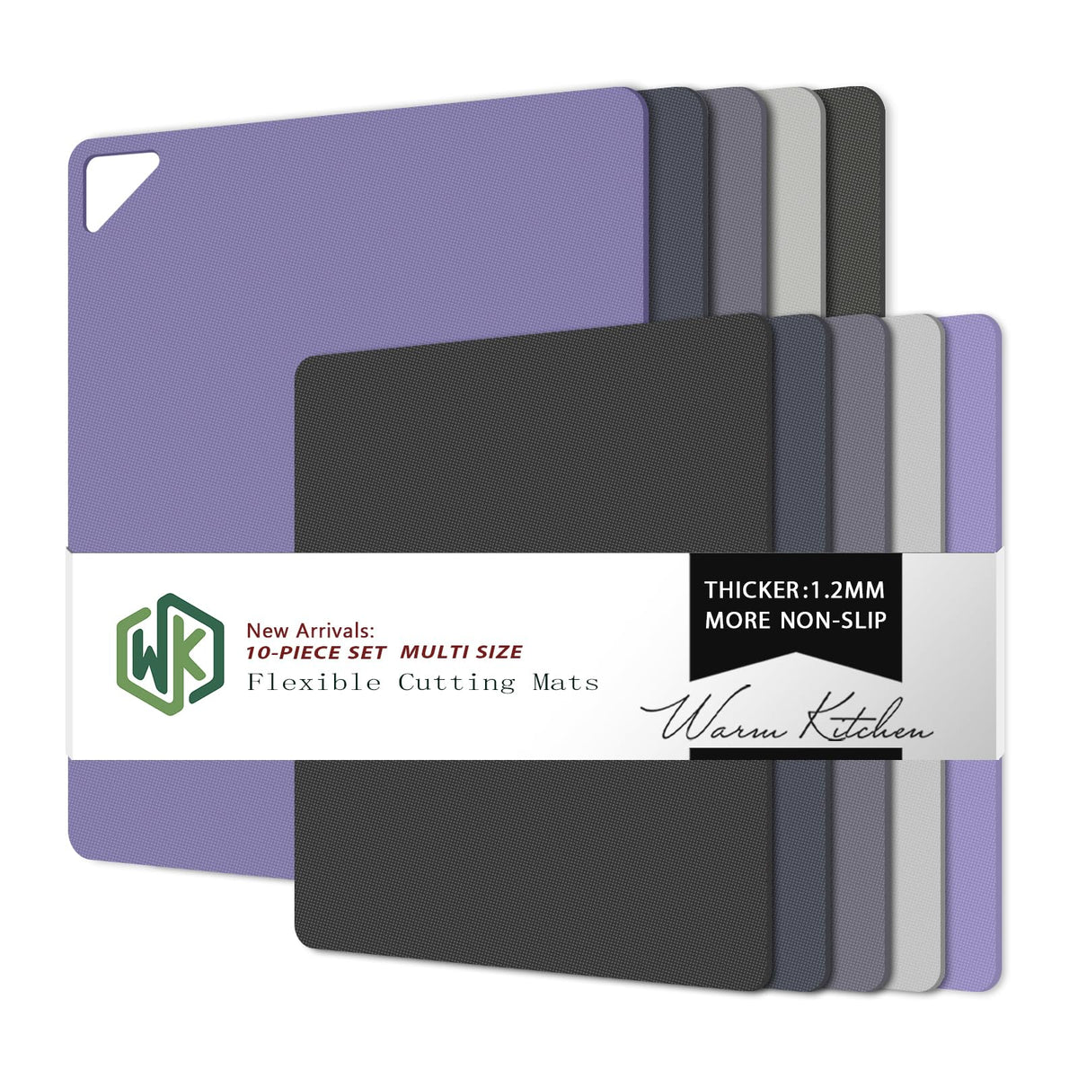 WK Flexible Plastic Cutting Boards Mats for Kitchen, Flexible Non Slip Cutting Mat, Thin Cutting Sheets, BPA Free, Dishwasher Safe, Multi Sizes