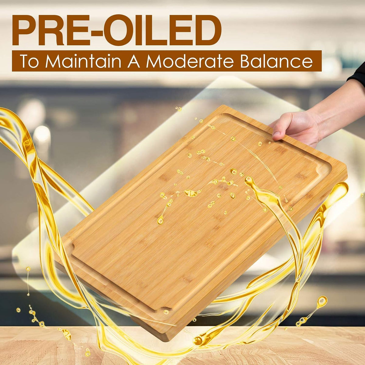 Empune Extra Large Cutting Board, 17.6" Bamboo Cutting Boards for Kitchen