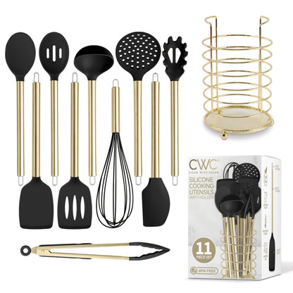 COOK WITH COLOR Silicone Cooking Utensils, Kitchen Utensil Set, Easy to Clean Silicone Kitchen Utensils, Cooking Utensils for Nonstick Cookware, Kitchen Gadgets Set, 10 Pieces, Grey Ombre