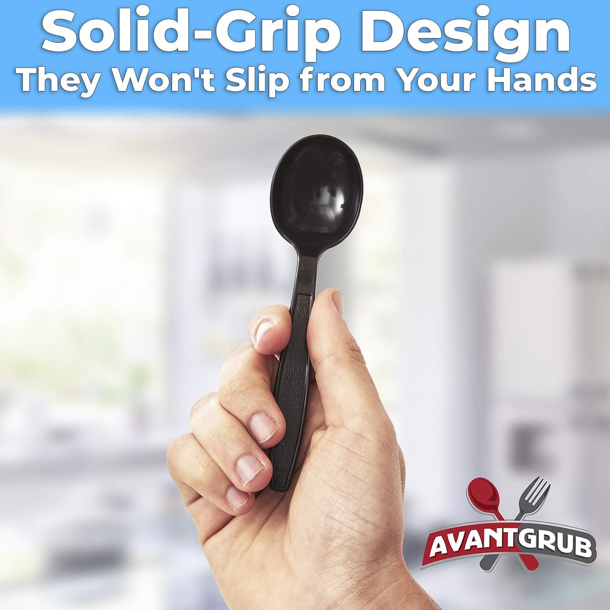 Extra Sturdy, Pro-Grade Plastic Soup Spoons 50 CT. Black, Heavy Duty Recyclable Utensils for Soups, Stews, Chili and Gumbo. Heavyweight Round Spoon is Perfect for Restaurants, Diners and Catering