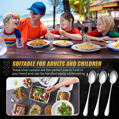 Nuogo 100 Pcs Soup Spoons Bulk, Stainless Steel, Silver
