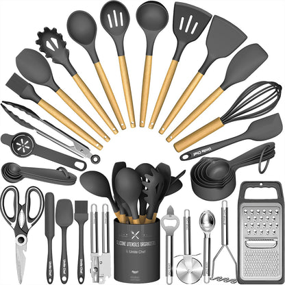 Umite Chef Food Grade Thickened Silicone (Stainless Steel Core) Kitchen Gadgets Tools Set - Kitchen Cooking Utensils Set, Heat Resistant Kitchen Spatula Tools Set