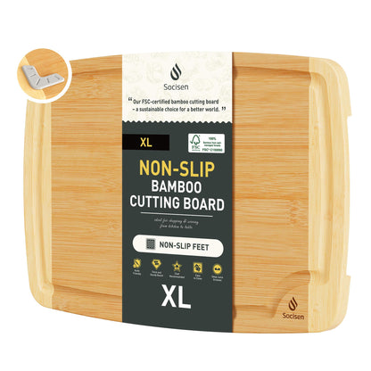 3 Packs Bamboo Cutting Board Set with Non Slip Feet Holder and Over Sink Nice Solid Thick Wood Juice Groove Chopping Board Extra Large Big Small Best Hardwood Kitchen Organic Vegetable Meat BBQ Kit