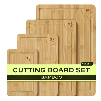 ROYAL CRAFT WOOD Wooden Cutting Boards for Kitchen Appliances - Non Toxic Bamboo Wood Cutting Board Set with Deep Juice Groove, Side Handles, Charcuterie & Butcher Block for Meat, Meal Prep & Serving