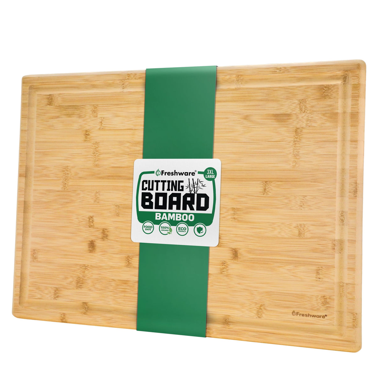 Freshware Bamboo Cutting Board Set of 3, Wooden Cutting Boards for Kitchen, Knife Friendly Food Grade Chopping Board, Lightweight with Hanging Hole for Easy Storage