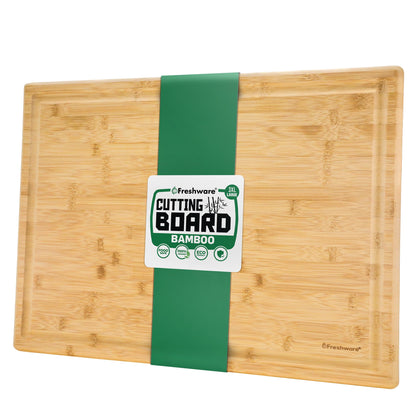 Freshware Bamboo Cutting Board Set of 3, Wooden Cutting Boards for Kitchen, Knife Friendly Food Grade Chopping Board, Lightweight with Hanging Hole for Easy Storage