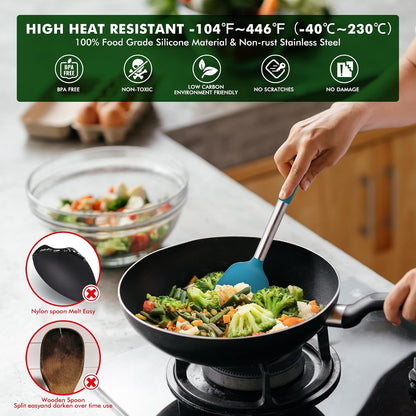 HOTEC Silicone Kitchen Cooking Utensils Set, 14pcs Multicolor