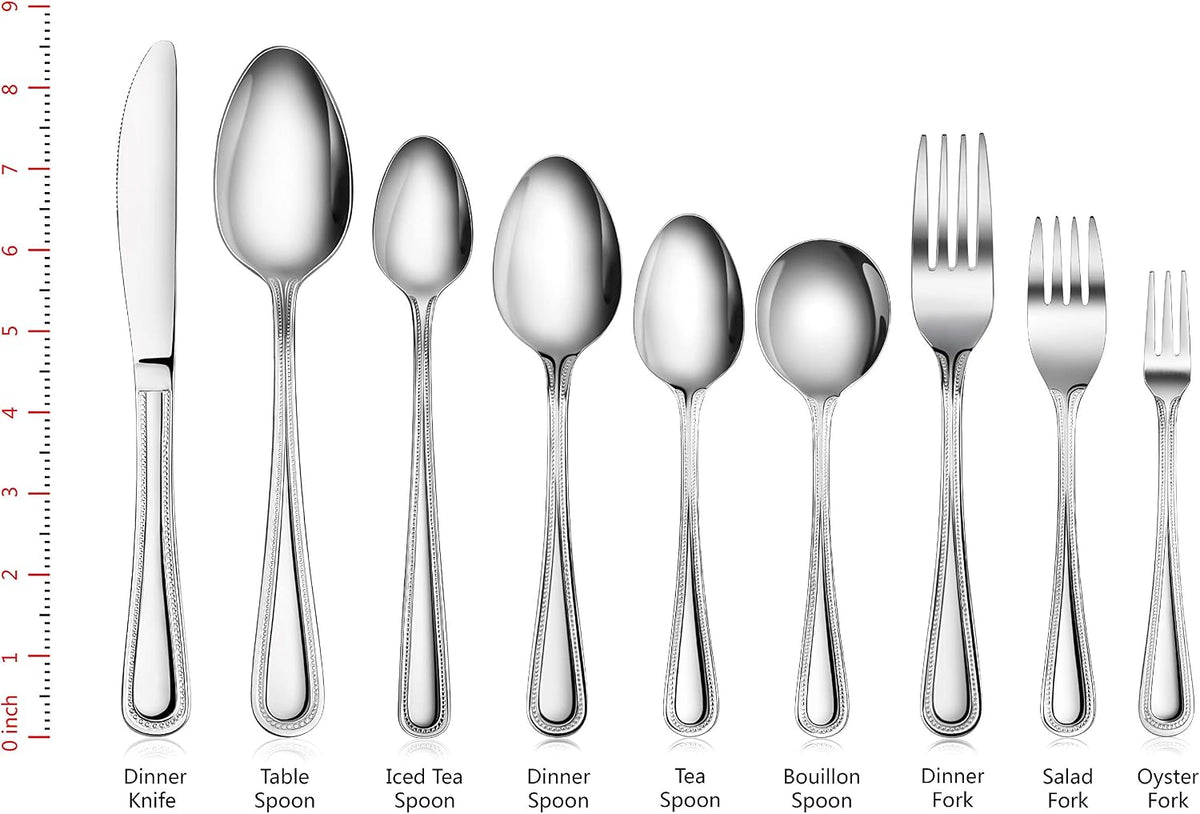 New Star Foodservice Bead Pattern 18/0 Stainless Steel Bouillon Spoon, 6.3-Inch, Set of 12, Commercial Grade