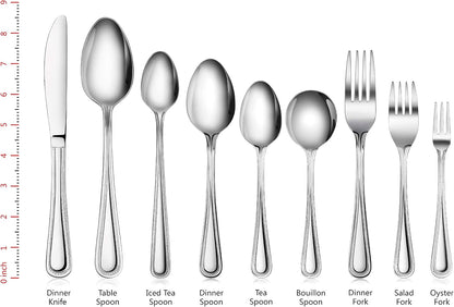 New Star Foodservice Bead Pattern 18/0 Stainless Steel Bouillon Spoon, 6.3-Inch, Set of 12, Commercial Grade