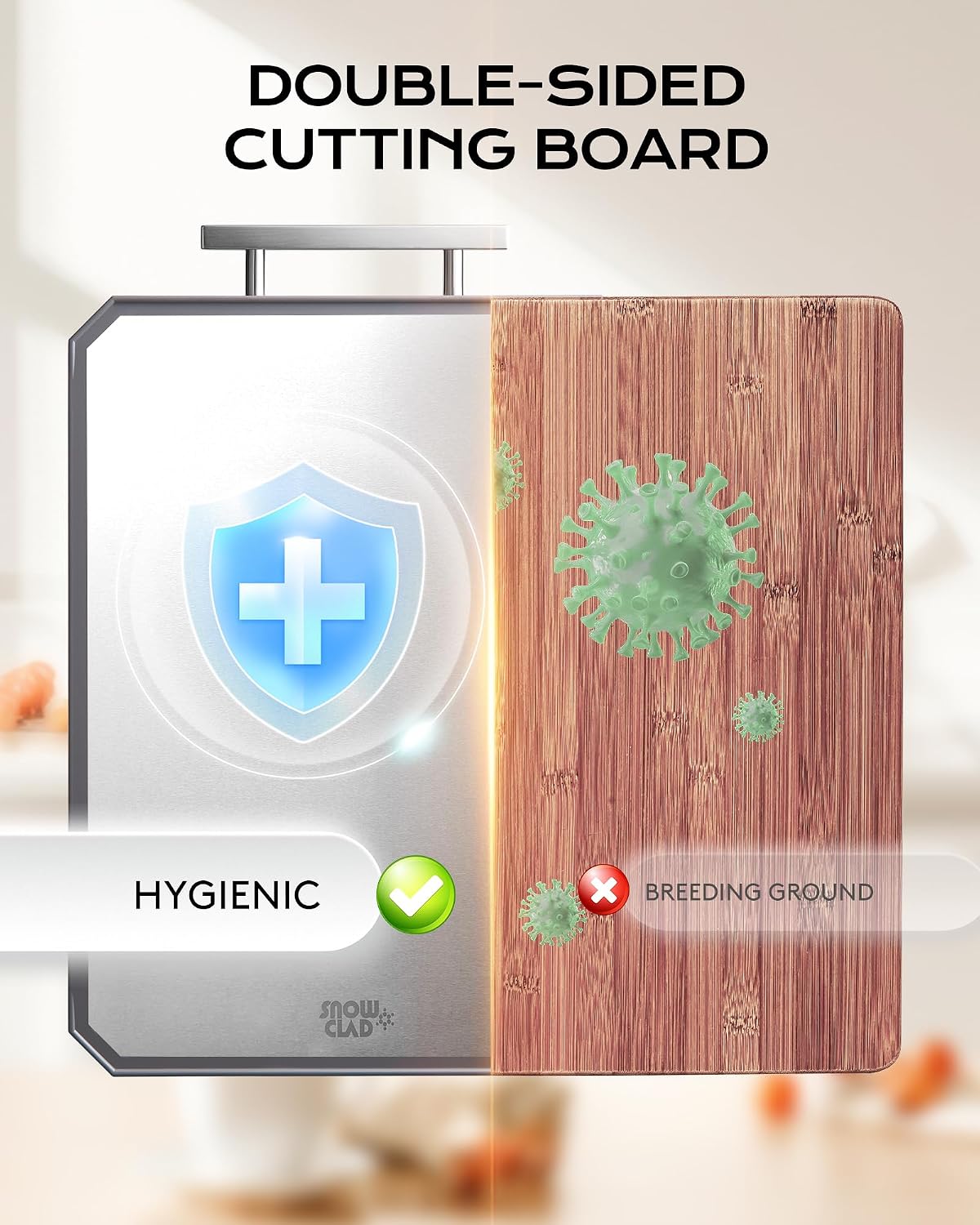 SNOWCLAD Stainless Steel Cutting Board,Non Toxic chopping for kitchen