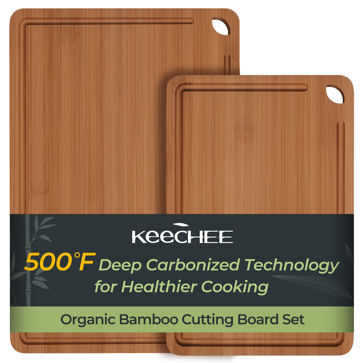 Keechee Bamboo Cutting Board, Durable Wood Cutting Boards for Kitchen with Deep Juice Grooves & Built-in Handles, Ideal Charcuterie & Chopping for Meat, Vegetables and Fruits Kitchen Gifts for Men