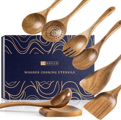 Wooden Spoons for Cooking, 10-Piece Acacia Wood Cooking Utensil Set