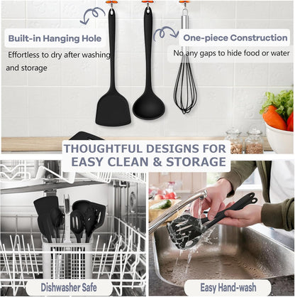 TeamFar Silicone Cooking Utensils, 10 pcs Kitchen Cooking Utensils Set