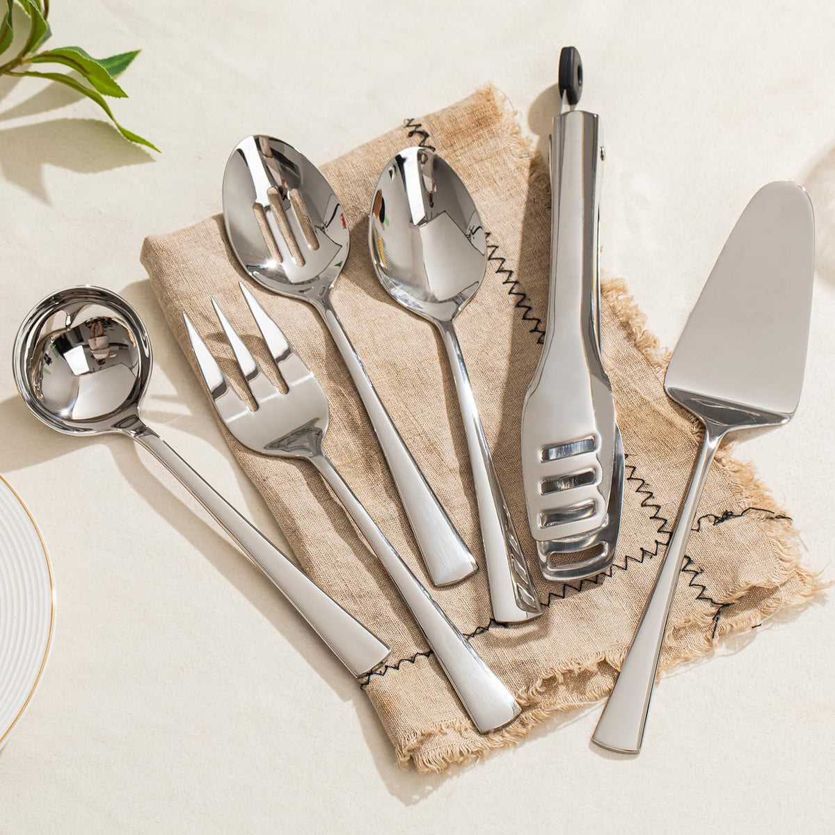 KINGSTONE 8 Piece 18/10 Serving Utensils Set, Stainless Steel Serving Set