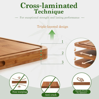 Bamboo Cutting Board 3-Piece Wooden Cutting Board for kitchen