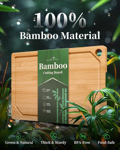 Kitsure Bamboo Cutting Board for Kitchen, Large, Natural