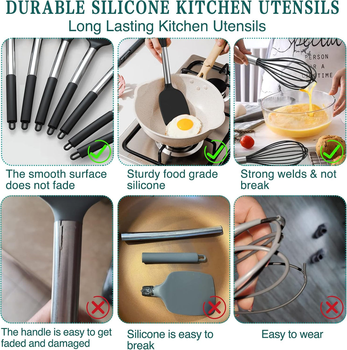 Umite Chef Kitchen Utensil Set, 15pcs Silicone Cooking Utensils
