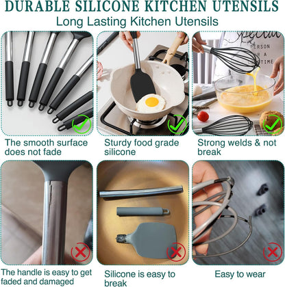 Umite Chef Kitchen Utensil Set, 15pcs Silicone Cooking Utensils