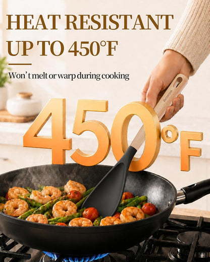 Astercook Cooking Spoon, 2 Pack, Nonstick Safe Silicone Spatula
