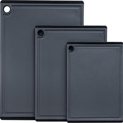 Plastic Cutting Boards for Kitchen, 3-Piece Large Cutting Board Set Dishwasher Safe Chopping Boards with Non-slip Feet and Juice Grooves, Kikcoin