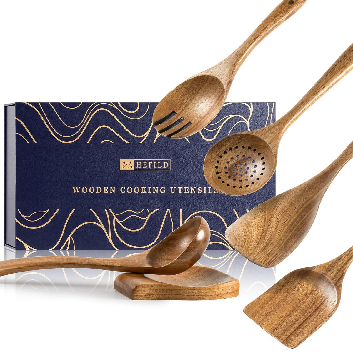 Wooden Spoons for Cooking, 10-Piece Acacia Wood Cooking Utensil Set
