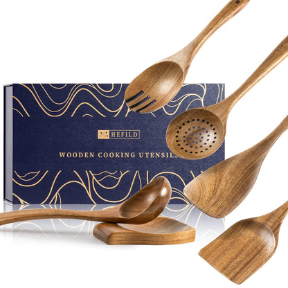 Wooden Spoons for Cooking, 10-Piece Acacia Wood Cooking Utensil Set