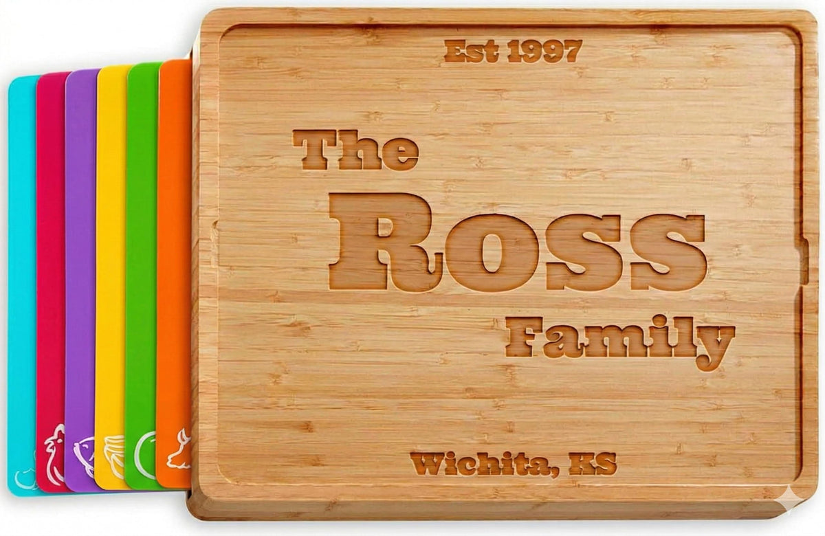 Bamboo Cutting Board Set with 6 Mats, Wood Cutting Boards for Kitchen