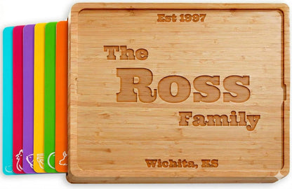 Bamboo Cutting Board Set with 6 Mats, Wood Cutting Boards for Kitchen