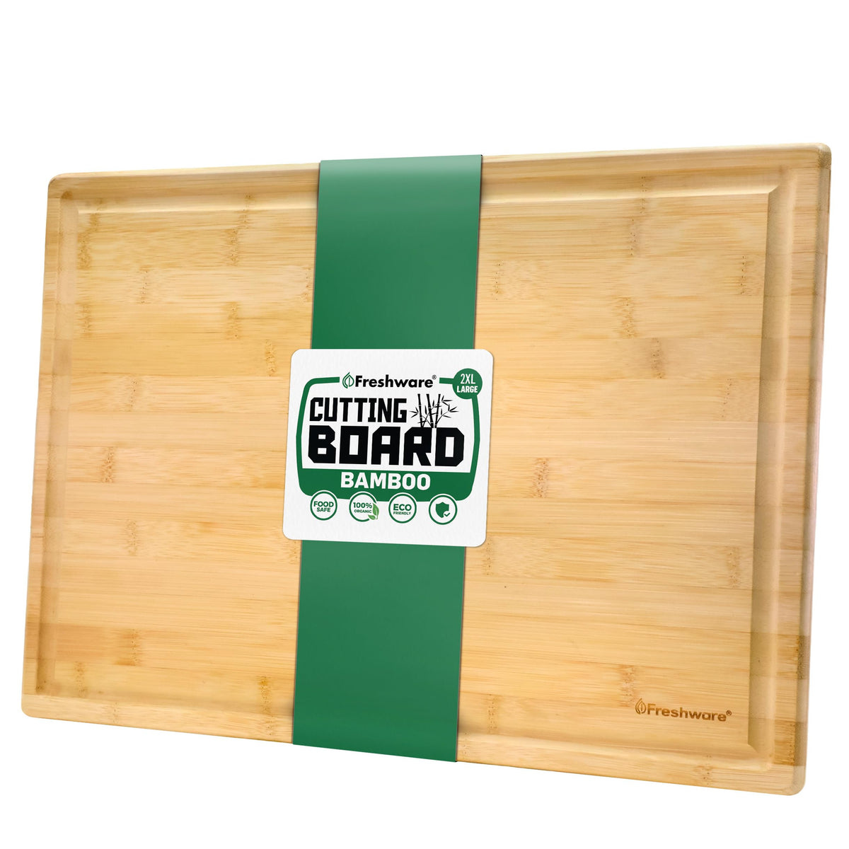 Freshware Bamboo Cutting Board Set of 3, Wooden Cutting Boards for Kitchen, Knife Friendly Food Grade Chopping Board, Lightweight with Hanging Hole for Easy Storage