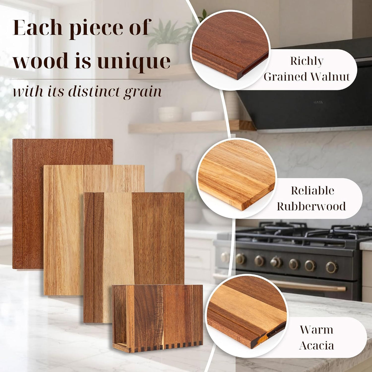 Book Cutting Board Set with Wooden Stand for Home Cooks