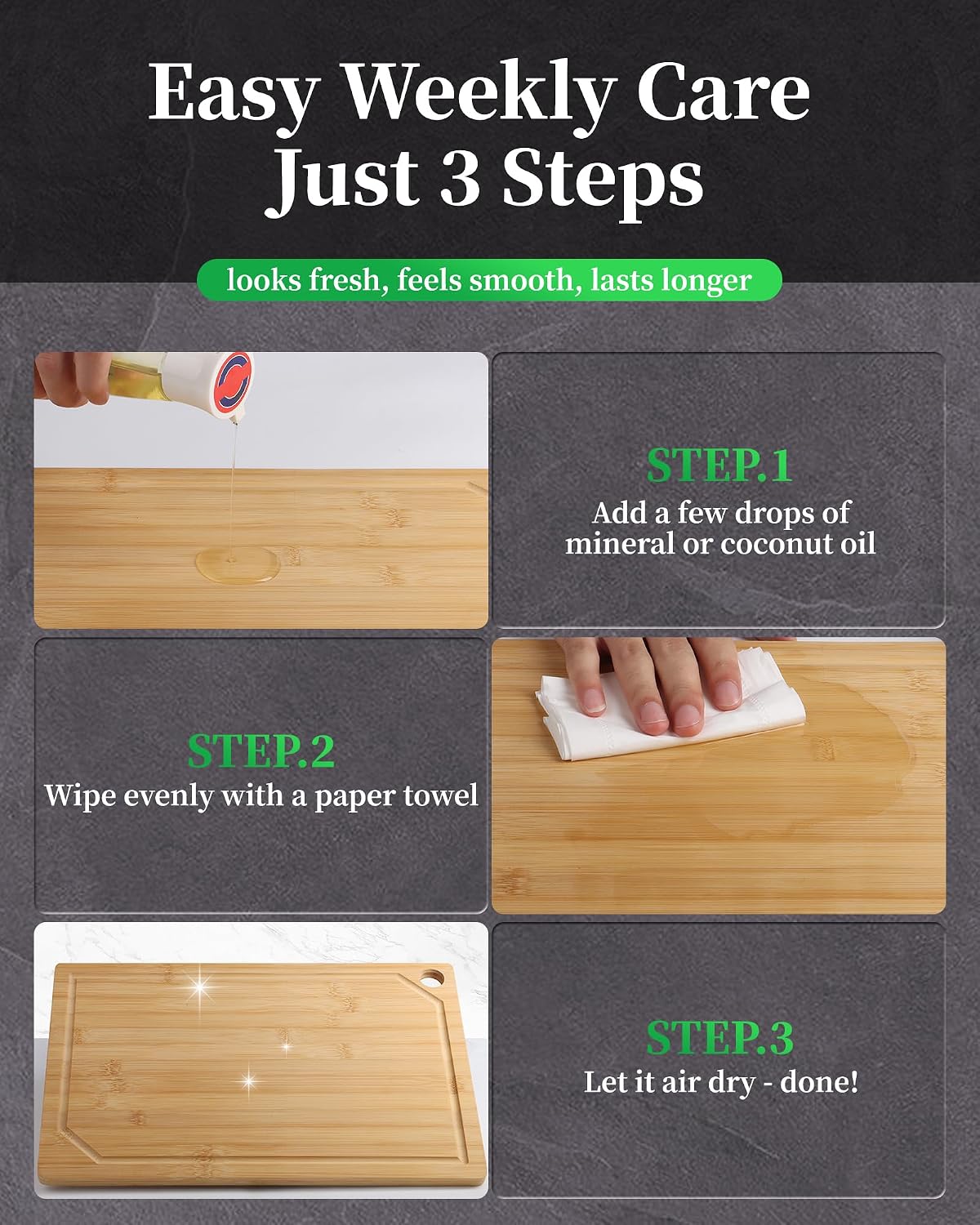 Kitsure Bamboo Cutting Board for Kitchen, Large, Natural