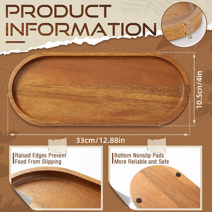 8/4pcs Wood Serving Trays Charcuterie Boards Oval Wooden Plates Wood Serving Platter Cheese Dinner Plates Bulk for Dessert Snack Bread Fruit Appetizer Dishes for Kitchen Decoration, It Can Be Used for Party, Buffet, Barbecue, Hotel Etc