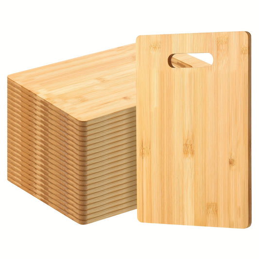 12pcs Wooden Cutting Boards Set with Handles Engraving Blanks Kitchen Serving Platter Bulk for Vegetables Meat Pizza Cheese (12 x 8 Inch Bamboo Wood)