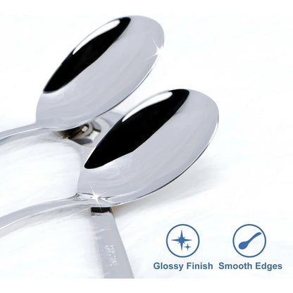 Set of 5  Korean Soup Spoons, 8 Inch 18/10 Stainless Steel Long Handle Rice and  Spoon for Home, Kitchen, Restaurant, Cafe, Dishwasher Safe