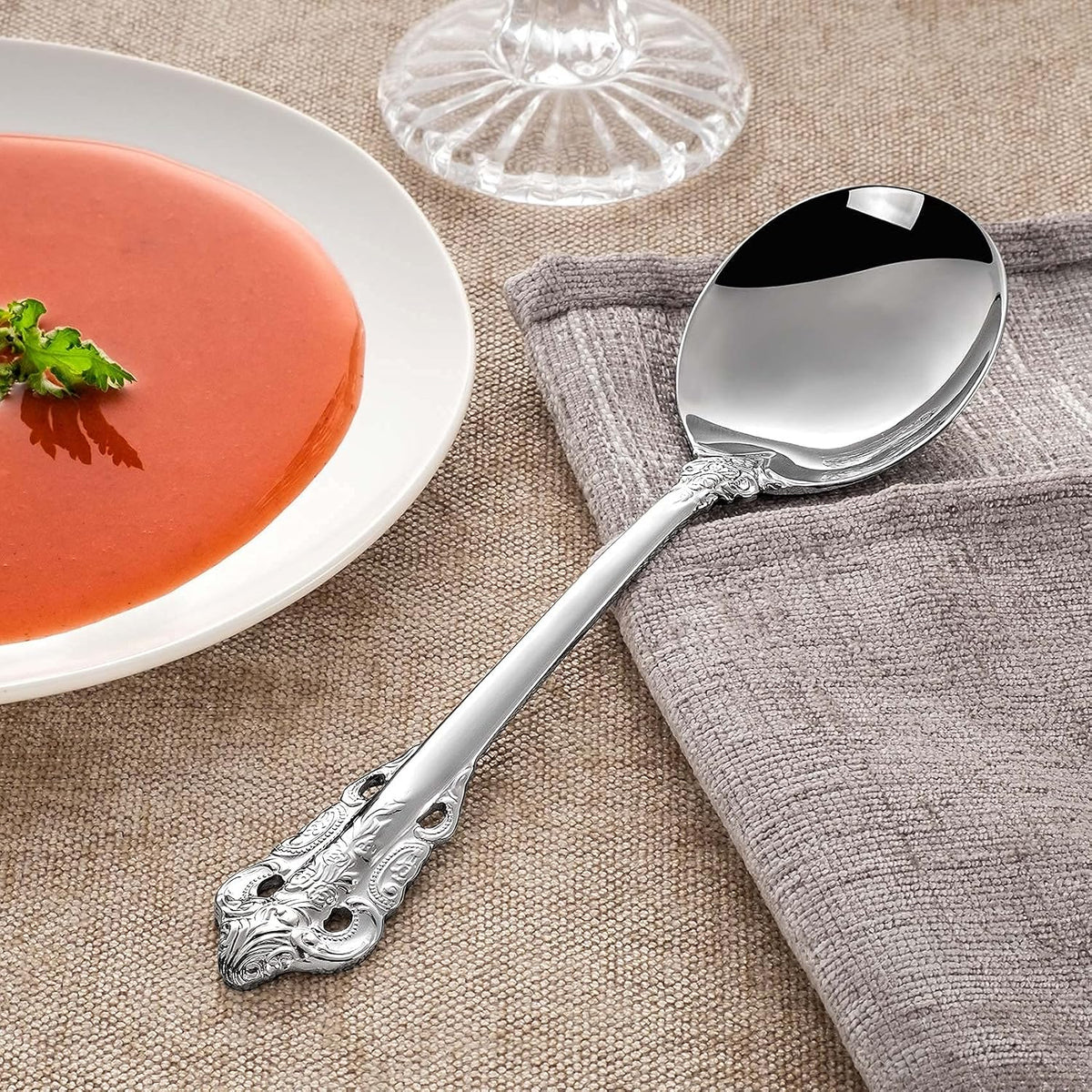 KEAWELL Gorgeous 4-Piece 18/10 Stainless Steel Soup Spoon Set (Silver)