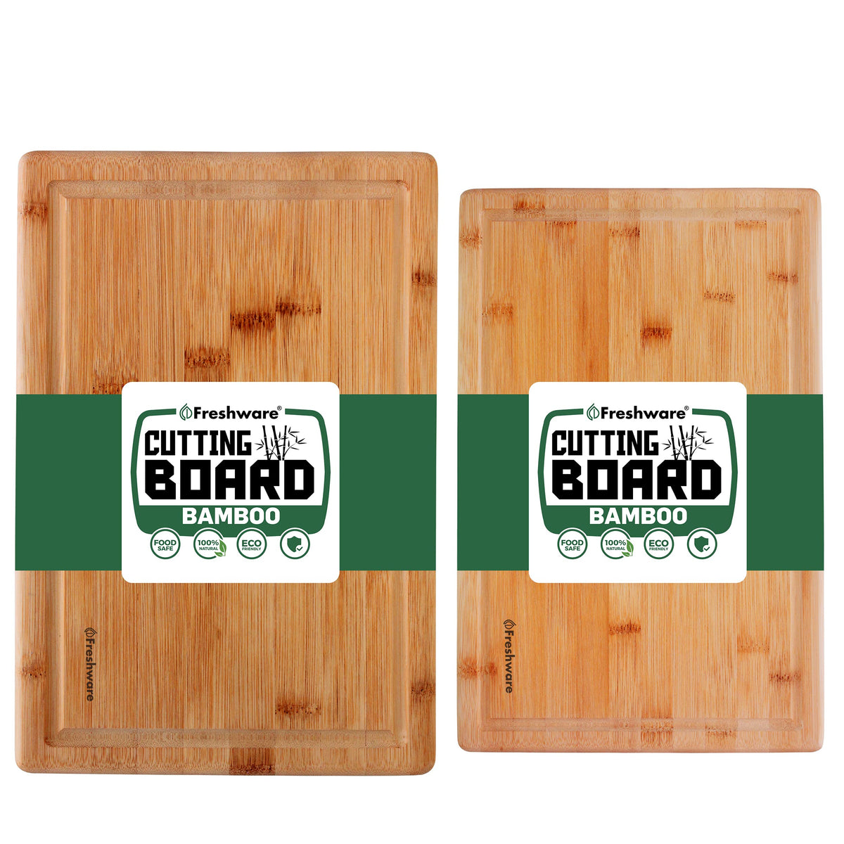 Freshware Bamboo Cutting Board Set of 3, Wooden Cutting Boards for Kitchen, Knife Friendly Food Grade Chopping Board, Lightweight with Hanging Hole for Easy Storage