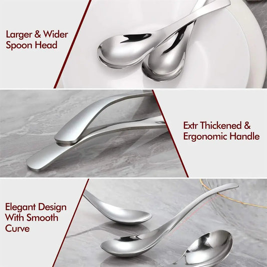 Stainless Steel Spoon, 4 Counts Creative Chinese Thick Eating Spoon, Soup Spoon, High End Meal Spoon, Culinary Cutlery, Kitchen Utensils, Spoons Set