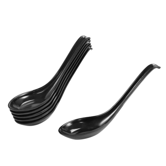 6-Piece Plastic Japanese-Style Soup Spoons - Long-Handle Creative Cutlery Tableware for Restaurants