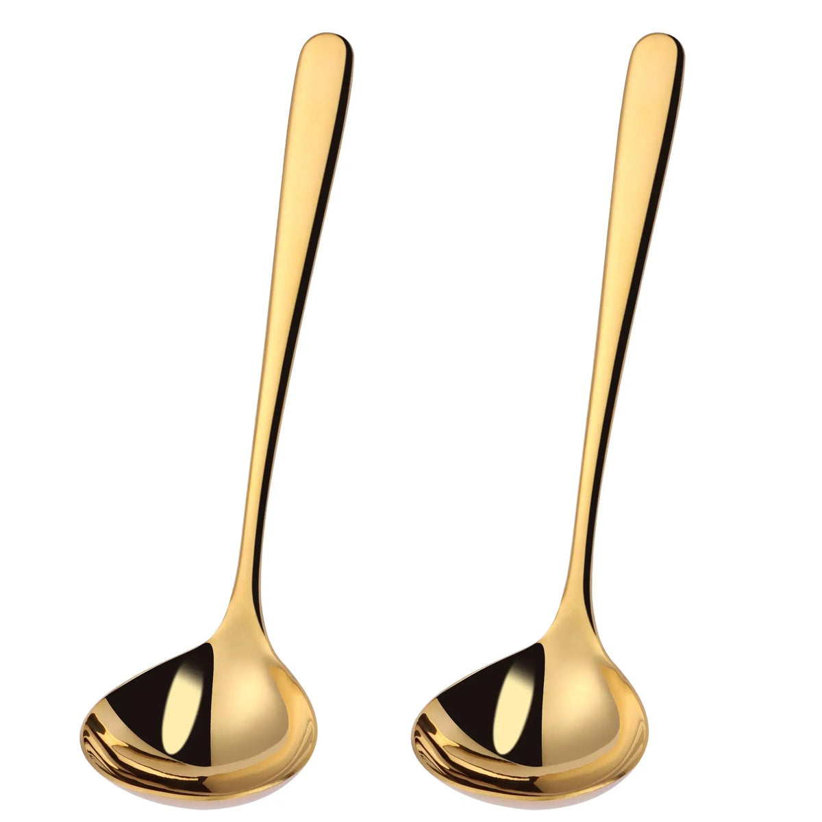Stainless Steel Soup Ladle, 2 Counts Long Handle Soup Spoon, Modern Durable Kitchenware Kitchen Utensils Gadgets Stainless Steel Kitchen Cooking Utensils, Household Kitchen Utensils, Kitchen Accessories, Gold Plated Spoon