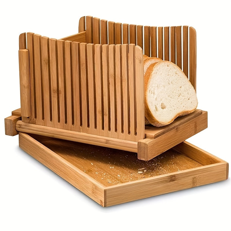 Foldable Bread Slicer with Crumb Tray - Bread Cutting Board and Crumb Collector