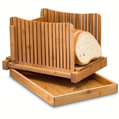 Foldable Bread Slicer with Crumb Tray - Bread Cutting Board and Crumb Collector
