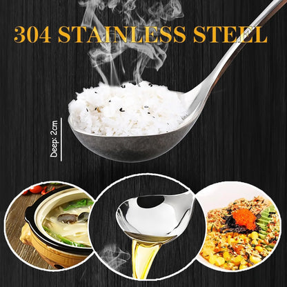 Stainless Steel Soup Ladle, 2 Counts Long Handle Soup Spoon, Modern Durable Kitchenware Kitchen Utensils Gadgets Stainless Steel Kitchen Cooking Utensils, Household Kitchen Utensils, Kitchen Accessories, Gold Plated Spoon