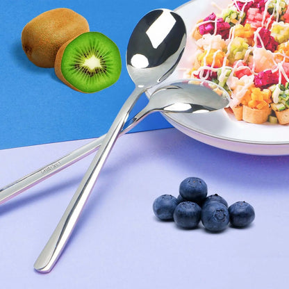 Set of 6  Korean Soup Spoons, 8 Inch | 18/10 Stainless Steel, Long Handle, Rice and  Spoon, Dishwasher Safe