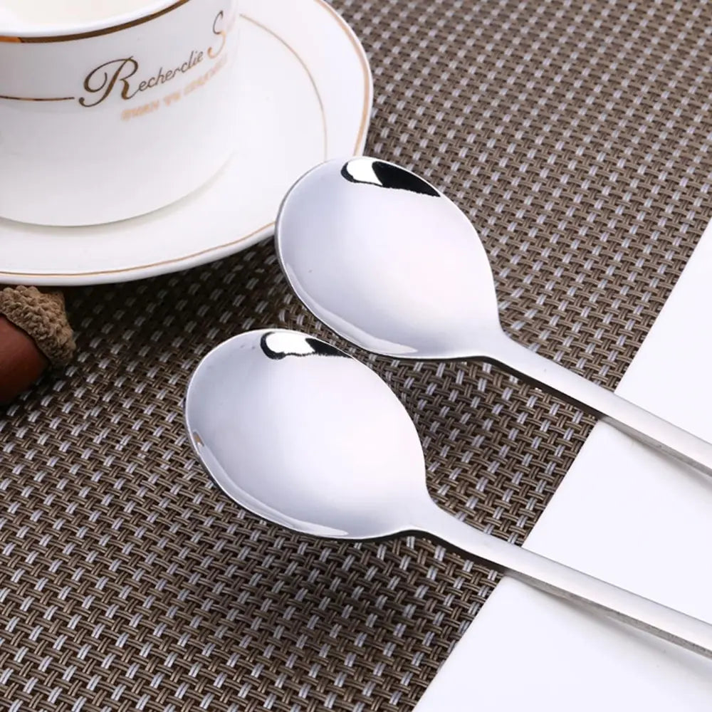 8-Piece Sturdy Korean Stainless Steel Cutlery Spoons, 8.5in Long-Handle Tableware Soup Spoons for Home, Kitchen Use,sohochic