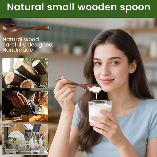 Wooden Spoons for Eating, 6PCS Small Wooden Soup Spoons for Honey Coffee Stirring Tea Jam Bath Salts, 6 Inches